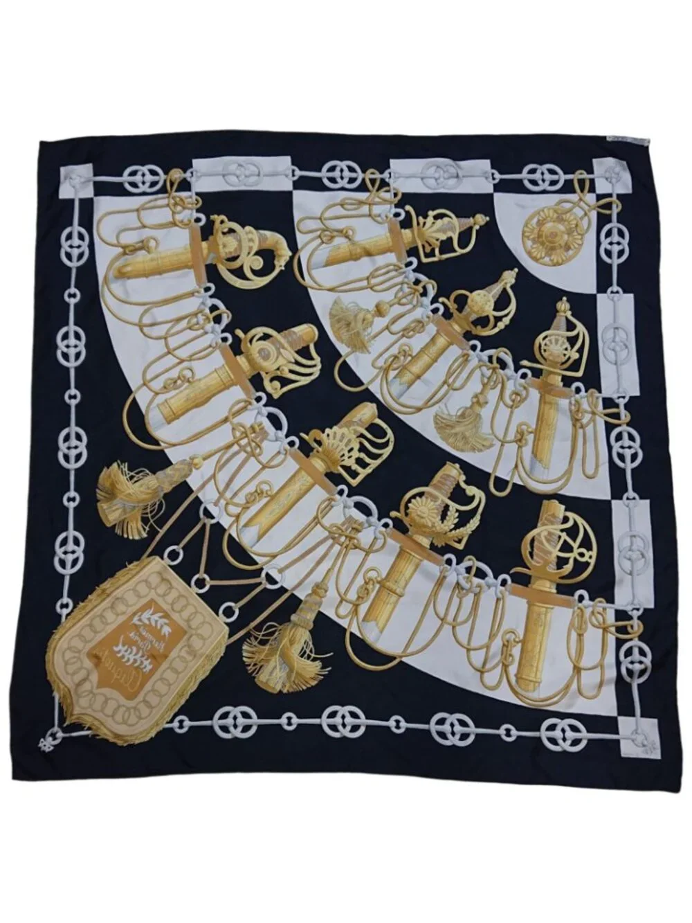 Hermes Carre 90 Cliquetis Silk Scarf Black